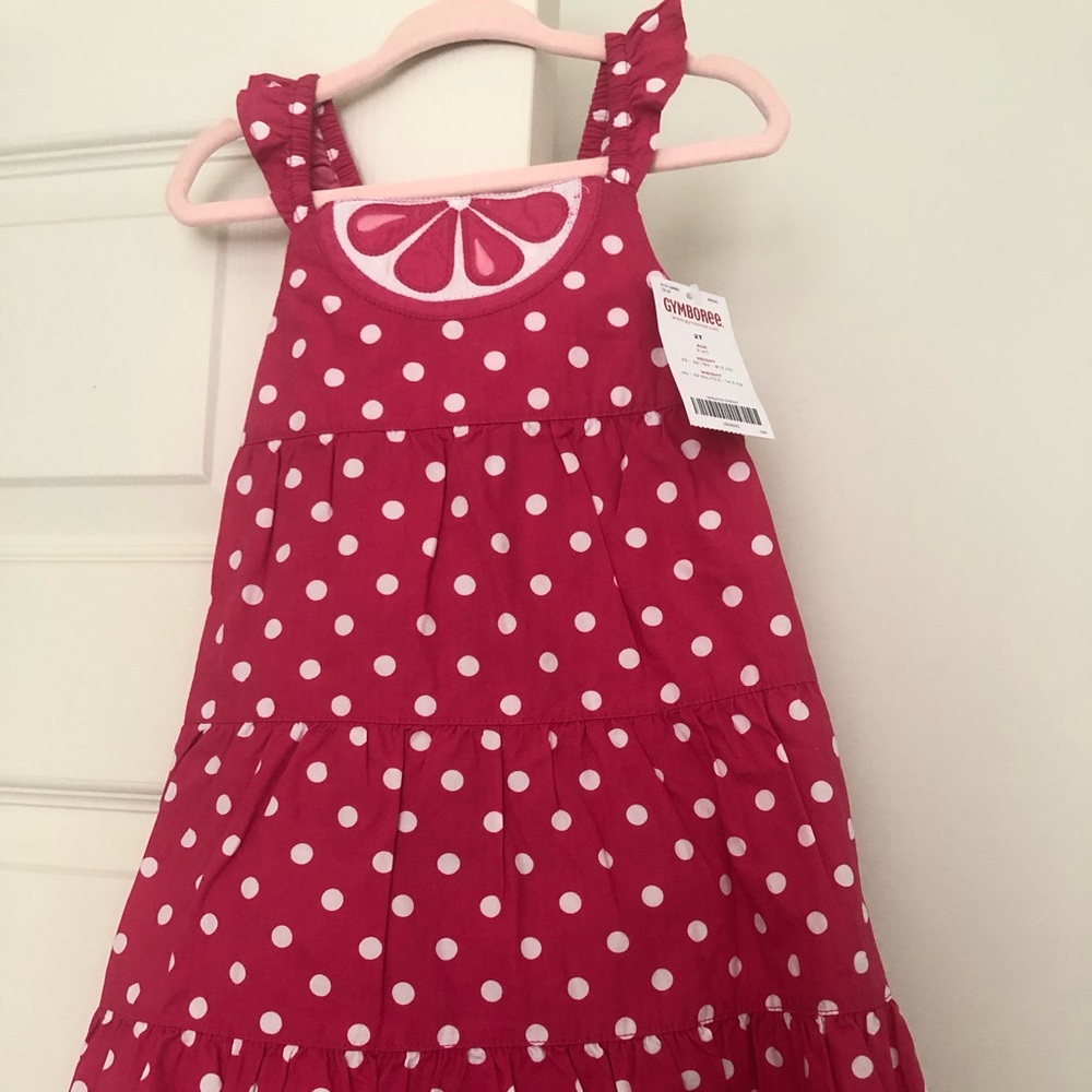 Gymboree 2T NWT pink with white dots dress